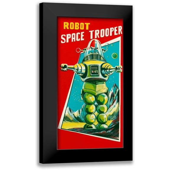 Retrobot 9x14 Black Modern Framed Museum Art Print Titled - Robot Space Trooper