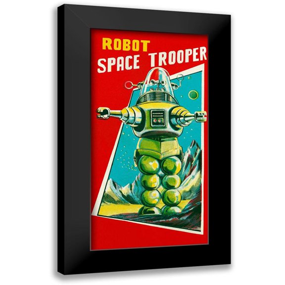 Retrobot 9x14 Black Modern Framed Museum Art Print Titled - Robot Space Trooper