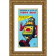 thumbnail image 1 of Retrobot 9x14 Gold Ornate Wood Framed with Double Matting Museum Art Print Titled - Mechanical Wind-Up Atomic Robot, 1 of 4
