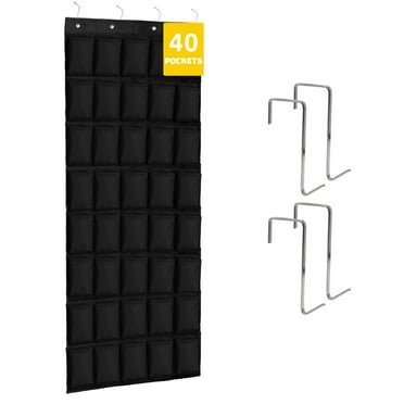 Retrocular 40 Pockets Over the Door Shoe Organizer, Hanging Mesh Pockets Shoe Rack Storage Closet Organizer, Black