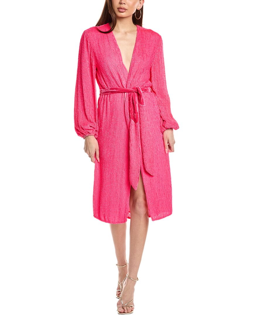 pink sequin wrap dress Novah Pink Velvet Sequin Wrap Detailing Midi Dress Girl In Mind
