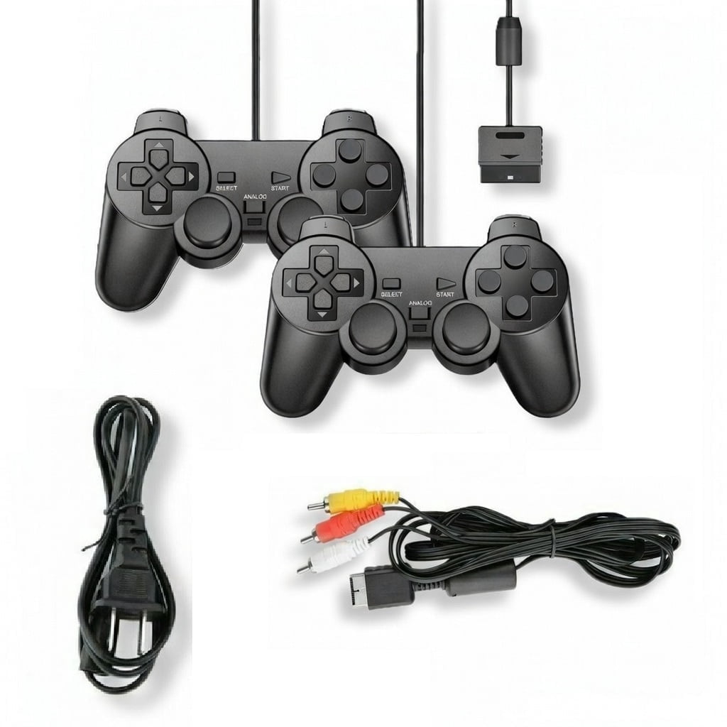 Two Controller Ps2 Retrofam Playstation 2 Compatible Replacement Kit + Two Compatible PS2 ...