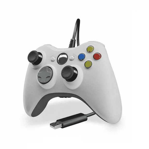 Retrofam Wired Game Controller - Compatible with Xbox 360 Game Console, White