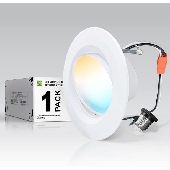 Retrofit 4 Inch Gimbal LED Recessed Light - White Trim 10W 811LM 2700/3000/3500/4000/5000K Adjustable Dimmable LED Downlights | Rotating Swivel Directional Eyeball Lighting, ETL