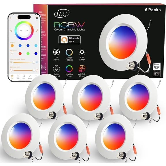 Retrofit LED Recessed Lighting 5/6 Inch, Color Changing, 13W Bluetooth APP Control, Color Temperature Tunable 2700K-6000K, ETL (6 Pack)