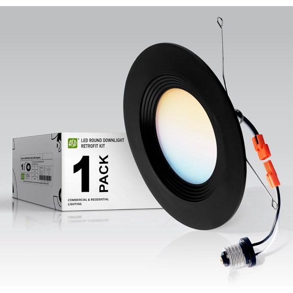 Retrofit LED Recessed Lighting 6 In | Black 12W 1009 Lm Wet Rated Dimmable Ceiling Downlights | 2700K-5000K Adjustable CRI90 Room Recessed Light Fires | LED Can Lights, UL Lted