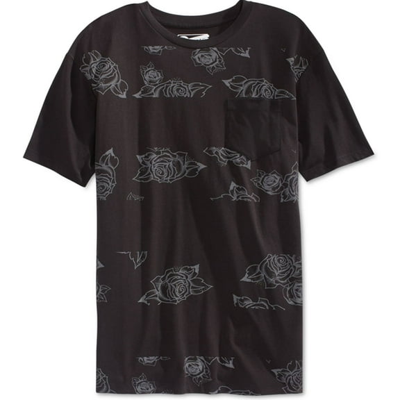 Retrofit Mens Floral Stripe Graphic T-Shirt, Black, Medium