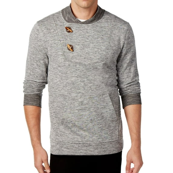 Retrofit Mens French Terry Toggle Pullover Sweater, Black, X-Large