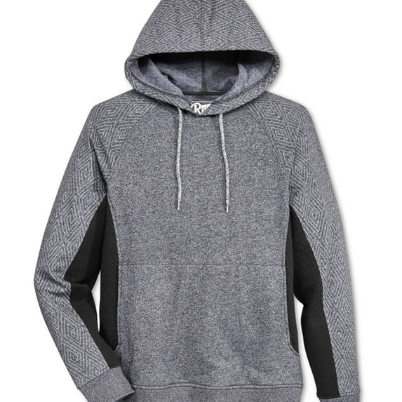 Retrofit Mens Geo-Print Hoodie Sweatshirt, Black, Small