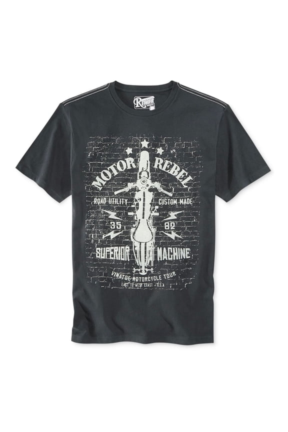 Mens Motor Rebel Graphic T-Shirt, Black, Small