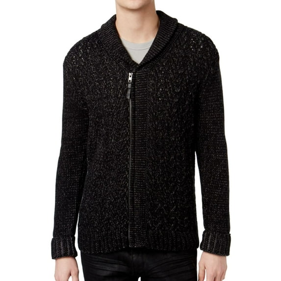 Retrofit Mens Shawl-Collar Knit Sweater, Black, Small