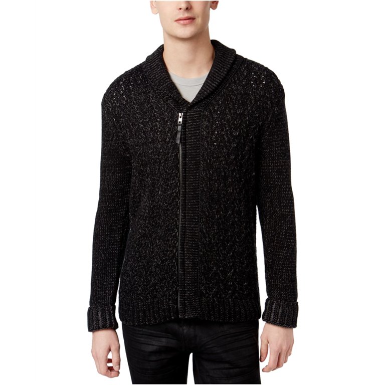 Retrofit Mens Shawl-Collar Knit Sweater, Black, Small