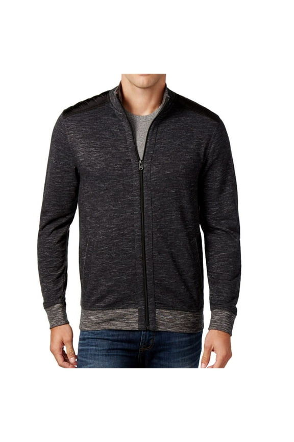 Mens Space-Dyed Track Jacket Sweatshirt, Grey, X-Large