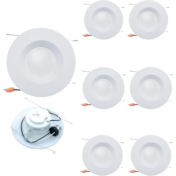 Retrofit Recessed Lighting Fixture with Integrated LED Light, 5/6", 5 Color Temperature, Dimmable Baffle Trim Downlight, 14 Watt, 1200 Lumens, Easy Install, UL Listed (6)