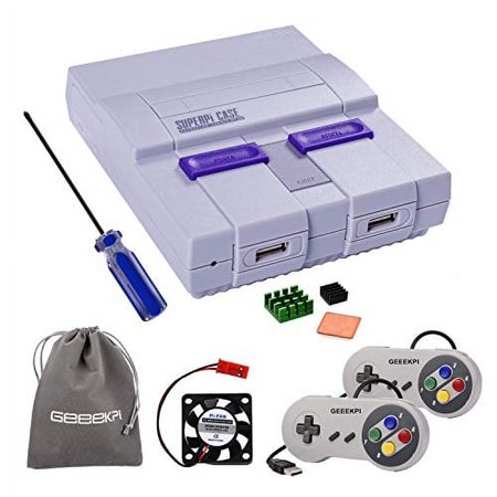 Retroflag SUPERPI CASE NESPI Case UCase SNES Case Functional Power and Safe Reset Button with 2PCS USB Controllers, Raspberry Pi Heatsink Fan for RetroPie Raspberry Pi 3/2 Model B & Raspberry Pi 3 B+