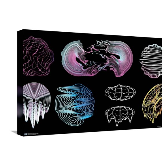 Retrofuturistic Shapes Canvas Wall Poster, 14.725" x 22.375"