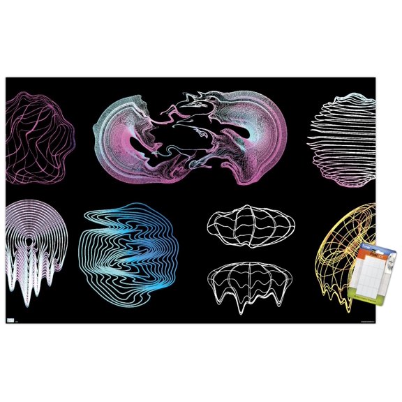 Retrofuturistic Shapes Wall Poster, 22.375" x 34"