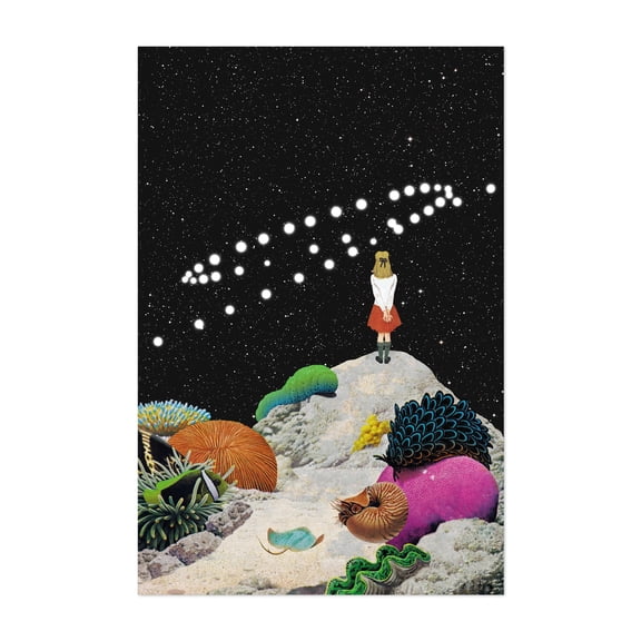 Retrograde - Neah Bay Washington Collage Surrealism Stars Space Fantasy Modern Art Psychedelic Nature Unframed Wall Art Print 4 x 6 inches
