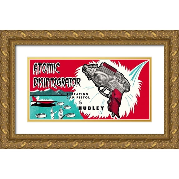 Retrogun 14x9 Gold Ornate Wood Framed with Double Matting Museum Art Print Titled - Atomic Disintegrator