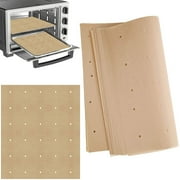 Retrok 100pcs Air Fryer Paper Unbleached Air Fryer Parchment Paper Pads High Temperature Resistant Perforated Square Air Fryer Pads for Toaster Countertop Large Toaster Oven