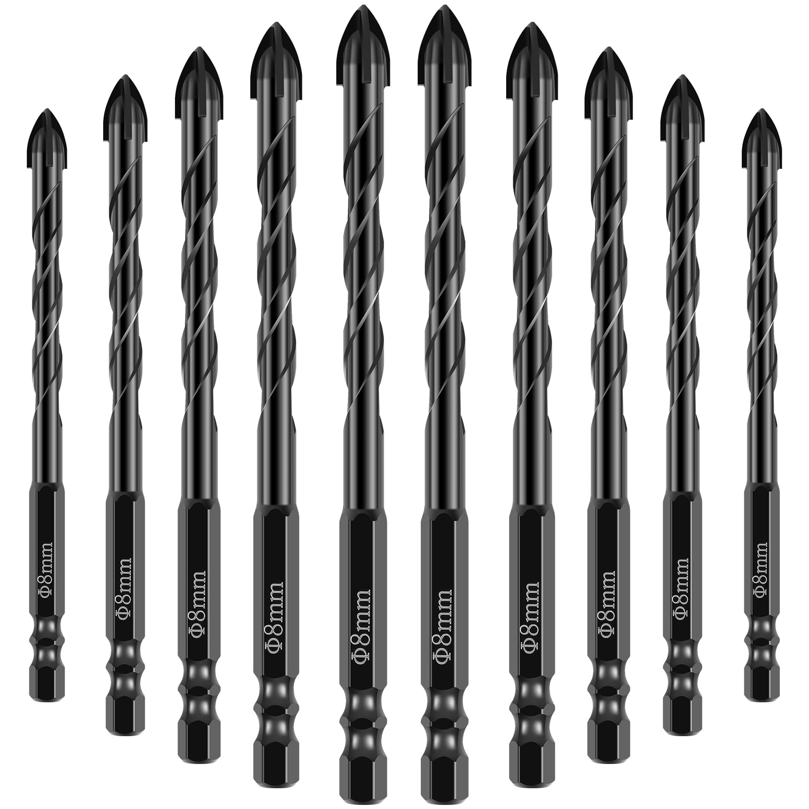 CSOOM 10-Piece Concrete & Tile Drill Bit Set - Carbide Tipped, Hex Shank For Masonry & Glass - View #8