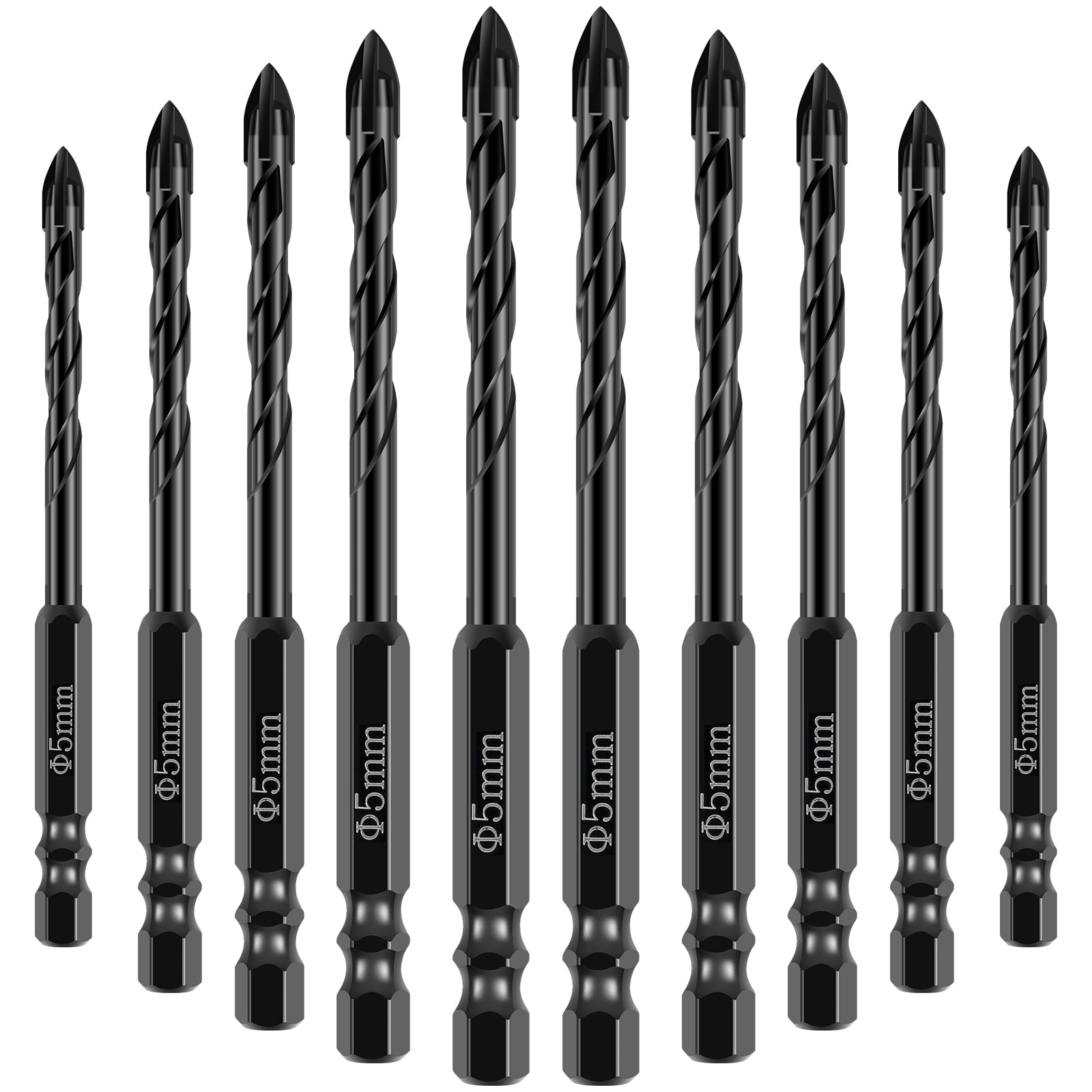 Retrok 10pcs Concrete Drill Bit Set 5mm/8mm Alloy Masonry Drill Bit Set Stable Carbide Tipped