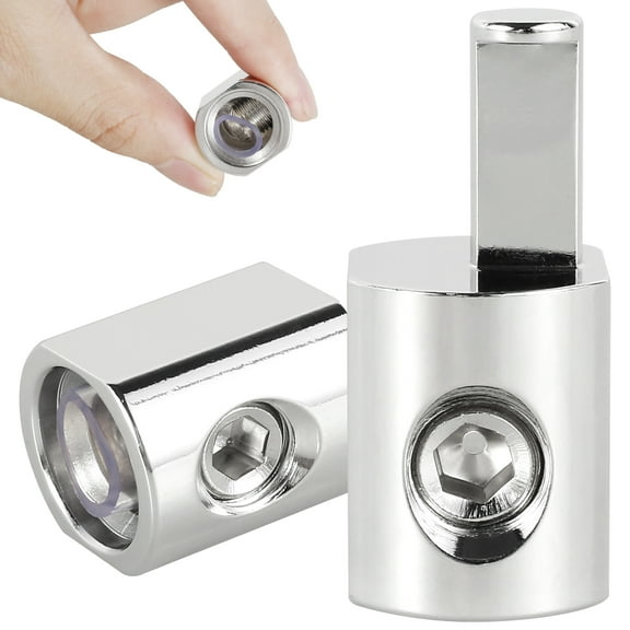 Retrok 2pcs 1/0 AWG to 4 Gauge Offset Amp Input Reducers Pair Metal Nickel-Plated 6061 Aluminum Ground Wire Reducer Premium Car Stereo Audio Wire Reducer Adapter for Car Auto (Silver)