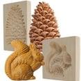 thumbnail image 1 of Retrok 2pcs Squirrel Pinecone Wooden Cookie Molds for Baking Kitchen Biscuit Cutter Set 3D Carved Gingerbread Cookie Stamps DIY Shapes Biscuit Press Stamp Molds for Party Baking Tool, 1 of 13