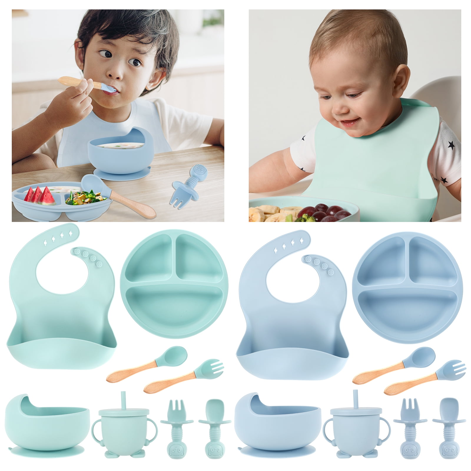 2 Sets Lilow Silicone Baby Feeding Set Including Baby Utensils 6- 12 Months