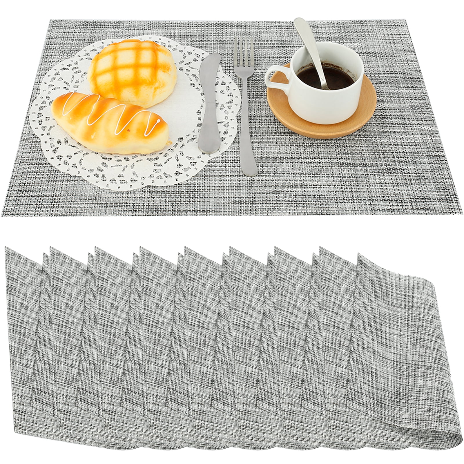 Retrok 8pcs Washable Vinyl Placemats Plastic Woven Place Mats for Kitchen Table Indoor/Outdoor