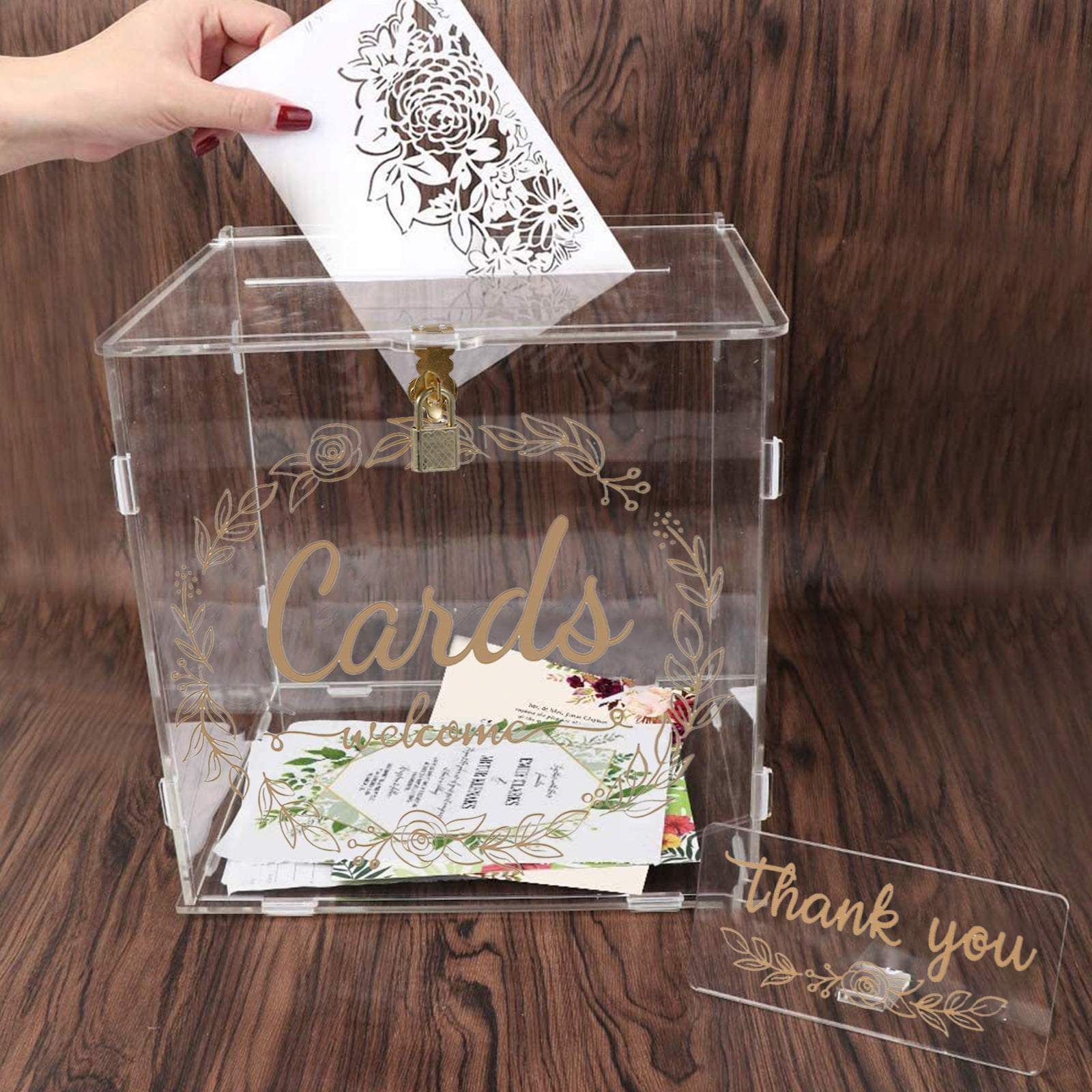 Retrok Acrylic Card Box Clear Wedding Box with Lock and Slot Sturdy