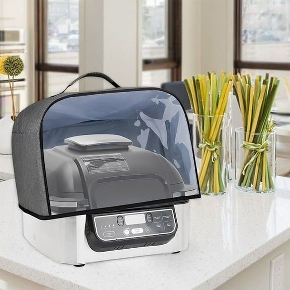 Retrok Dust Cover Compatible with Ninja Foodi Grill AG301 AG302 AG400 Air Fryer Cover with Storage Pockets Waterproof Clear Front Panel Household Grill Cover