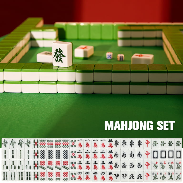 Retrok Mini Mahjong Set Chinese MahJongg Tile Set with Portable Travel  Handbag & Mat - Mahjong Game Sets Large 26mm 144 Tiles 1 Acrylic Tiles