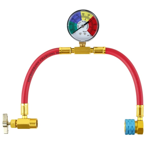 Retrok R1234YF Refrigerant Charge Hose Aluminum Alloy Refrigerant Pipe Kit with 1/2 LH Can Opener Tap Sturdy Gauge Low Side Quick Coupler for Home Car Air Conditioner (Red)