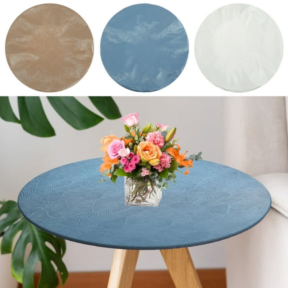 Retrok Round Tablecloth Elastic Edged Tablecloth Wipeable Table Cloth Table Cover for Outdoor,Patio,Kitchen,Dining Room Waterproof Oilproof without Washing 23" Inch Round Tight Fit Brown