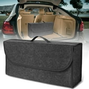 Retrok Soft Felt Car Bag Organizer Folding Car Storage Box Case seat Trunk Non Slip Fireproof with Handle Collapsible Space Saving for Fire Extinguishers Repair Tools Toys 19" x 9.4" x 6.2"(Dark Gray)