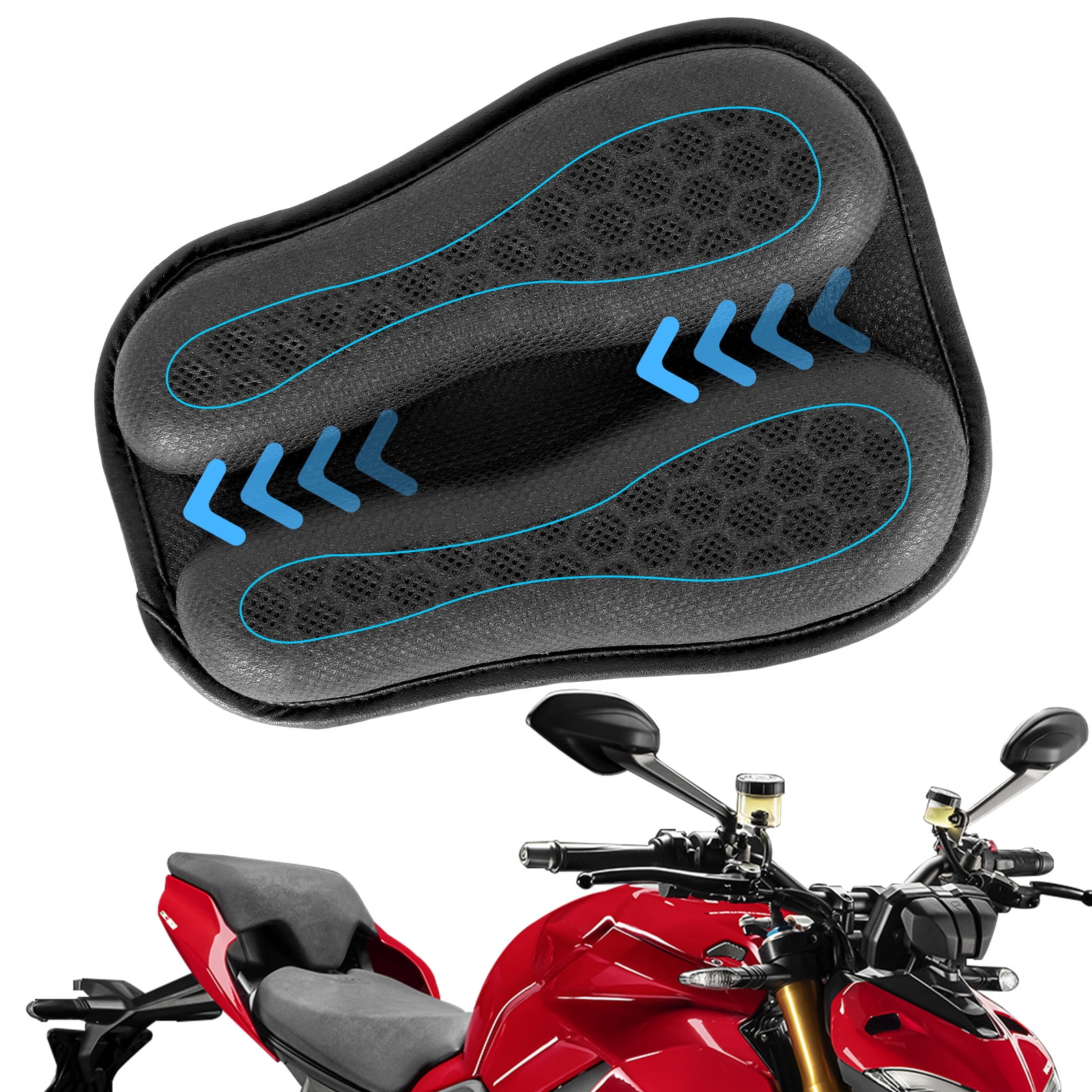 Retrok Universal Motorcycle Seat Cushion 3D Breathable Seat Pad Shock Absorption