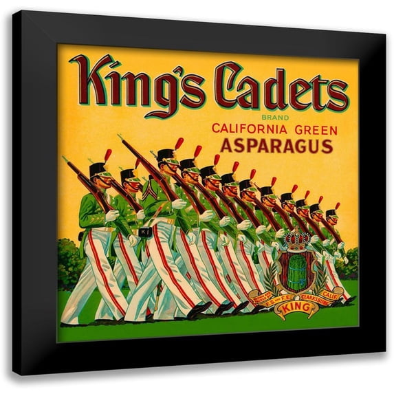Retrolabel 12x12 Black Modern Framed Museum Art Print Titled - Kings Cadets California Green Asparagus