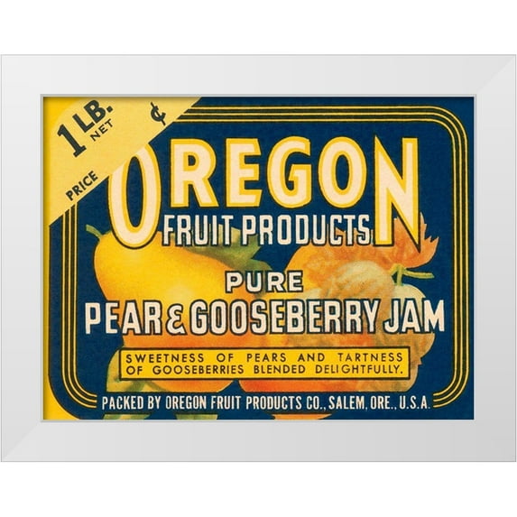 Retrolabel 14x12 White Modern Wood Framed Museum Art Print Titled - Pure Pear and Gooseberry Jam