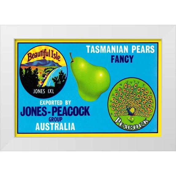 Retrolabel 18x13 White Modern Wood Framed Museum Art Print Titled - Jones-Peacock Tasmanian Pears