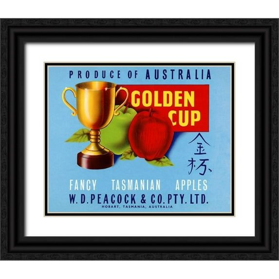 Retrolabel 18x15 Black Ornate Wood Framed with Double Matting Museum Art Print Titled - Golden Cup
