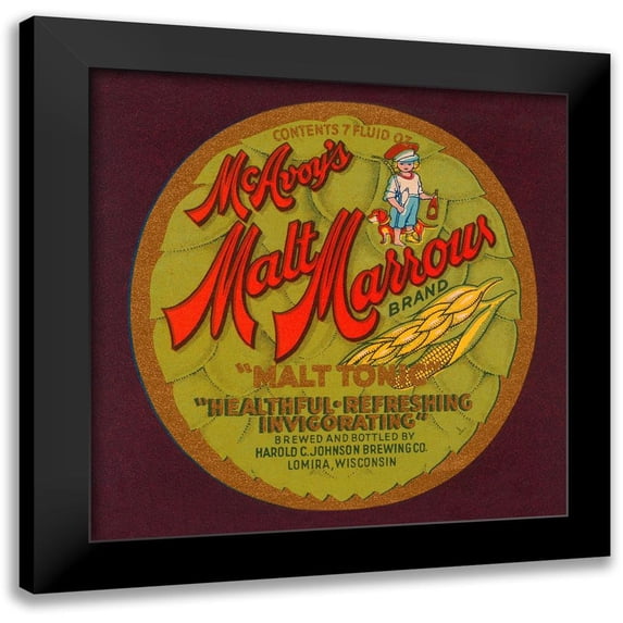 Retrolabel 20x20 Black Modern Framed Museum Art Print Titled - McAvoys Malt Marrows Malt Tonic