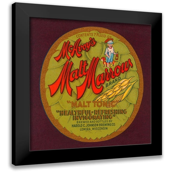 Retrolabel 20x20 Black Modern Framed Museum Art Print Titled - McAvoys Malt Marrows Malt Tonic