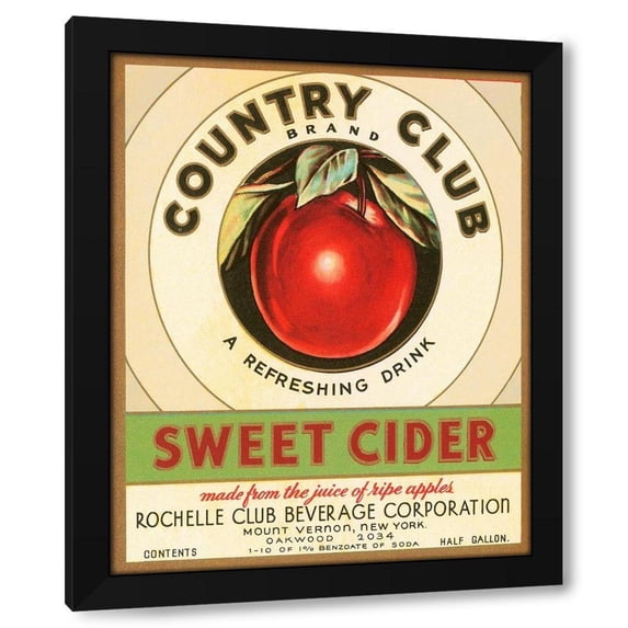 Retrolabel 20x24 Black Modern Wood Framed Wall Art Titled - Country Club Sweet Cider
