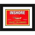 thumbnail image 1 of Retrolabel 24x17 Black Ornate Wood Framed with Double Matting Museum Art Print Titled - Inshore Brand Squid - Calamares, 1 of 4