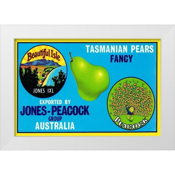 Retrolabel 24x17 White Modern Wood Framed Museum Art Print Titled - Jones-Peacock Tasmanian Pears
