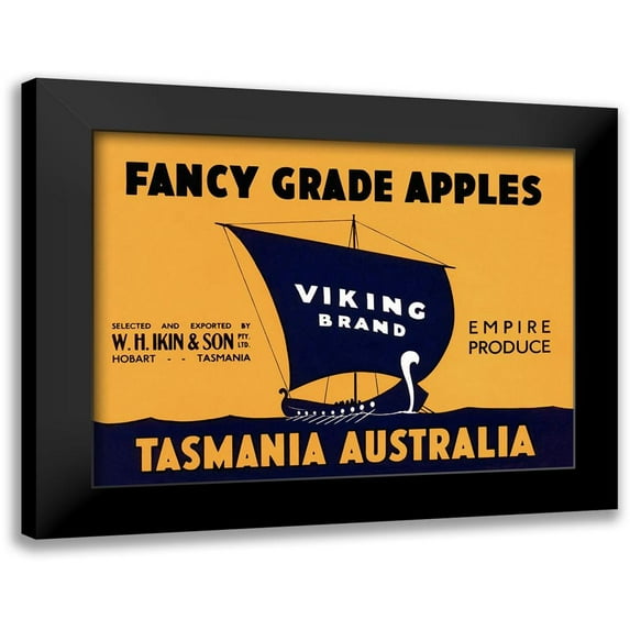 Retrolabel 24x19 Black Modern Framed Museum Art Print Titled - Viking Brand Fancy Grade Apples