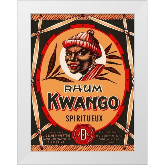 Retrolabel 25x32 White Modern Wood Framed Museum Art Print Titled - Rhum Kwango