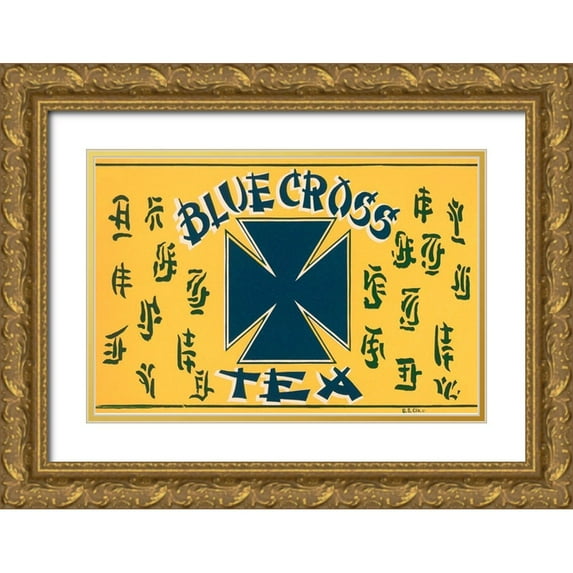 Retrolabel 32x23 Gold Ornate Wood Framed with Double Matting Museum Art Print Titled - Blue Cross Tea