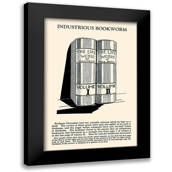 Retromagic 11x14 Black Modern Framed Museum Art Print Titled - Industrious Bookworm